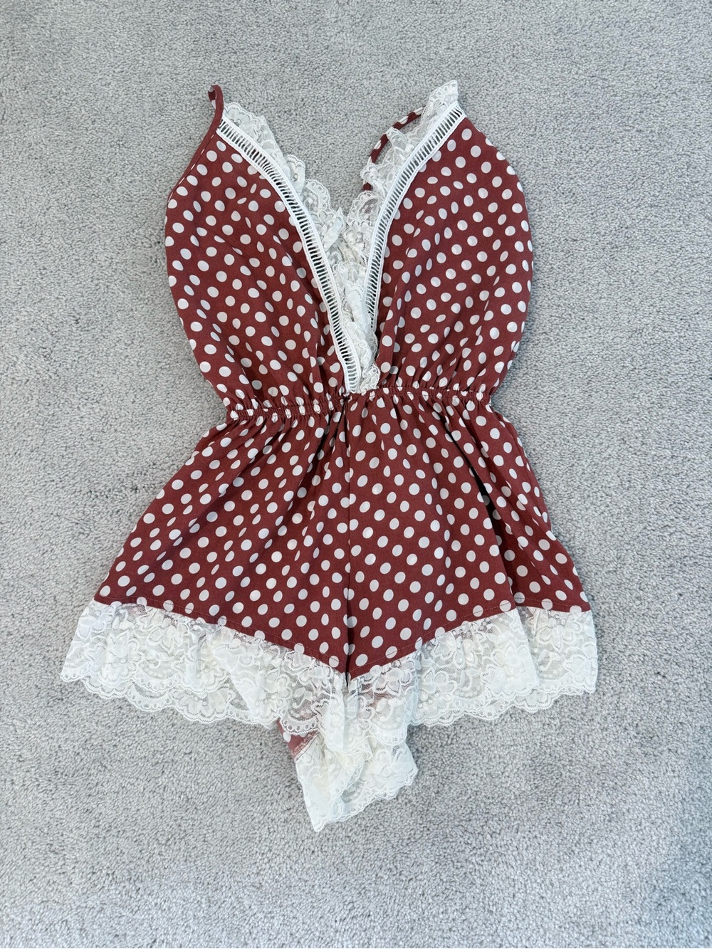 Missguided polka dot lace romper
